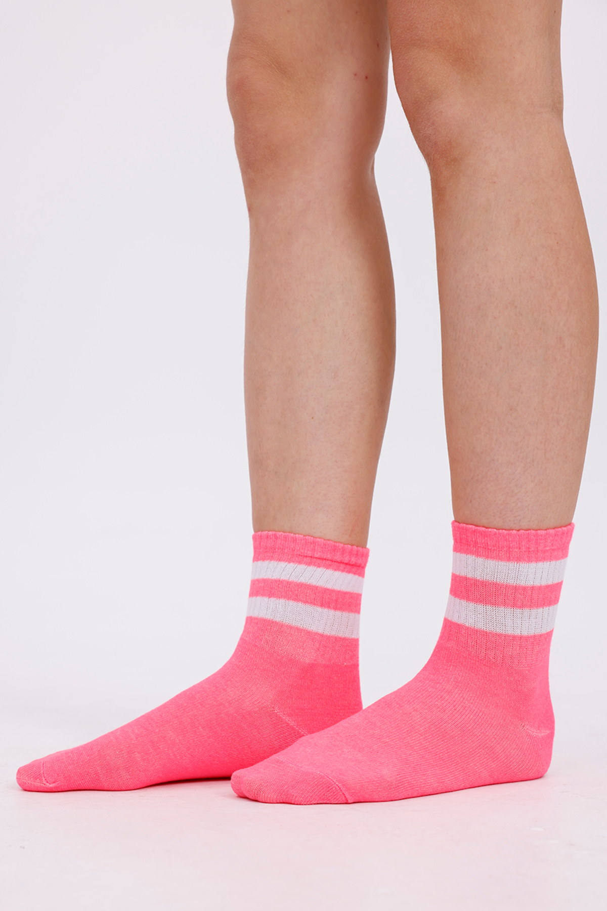 Pamuklu Çizgili 6'lı Sneaker, Kolej Çorap Gri Unisex | Bilek Boy Spor Günlük One Size